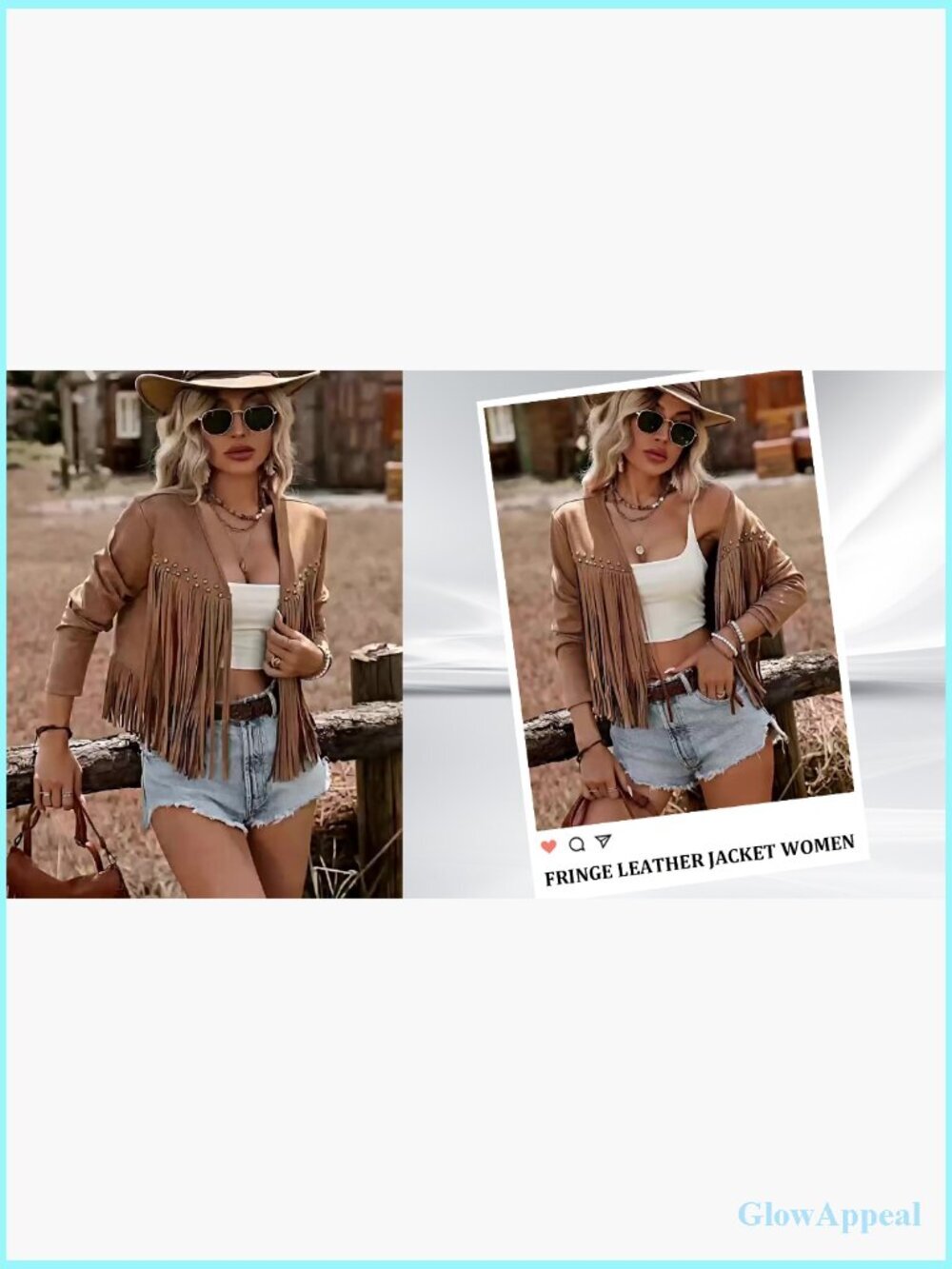 Oversized Fringe Cropped Faux Leather Jacket Western Cowgirl Motorcycle Coat - Picture 7 of 7